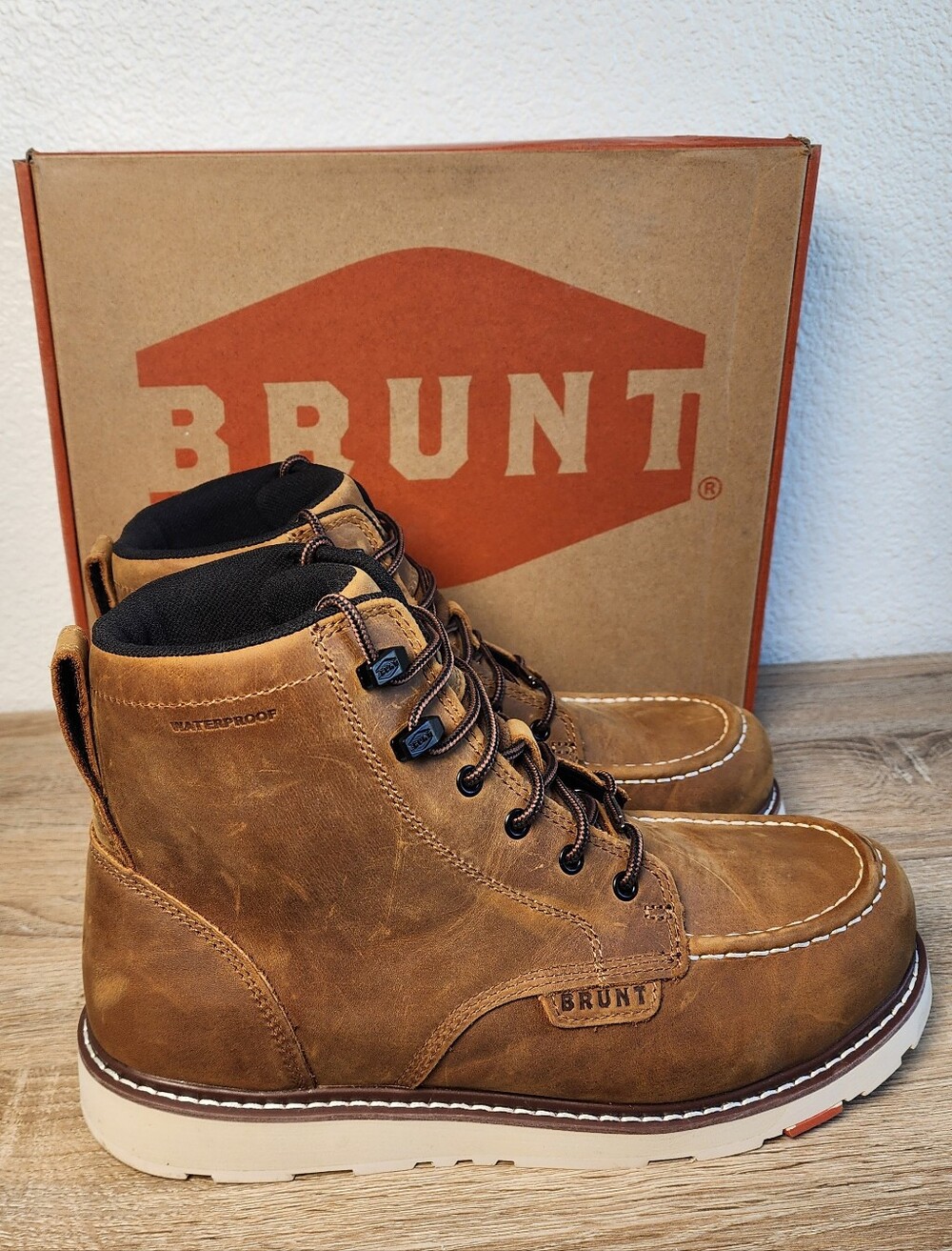 BRUNT Marin Waterproof 6" Soft Toe Brown Leather Lace Up Work Boot Men's 11.5